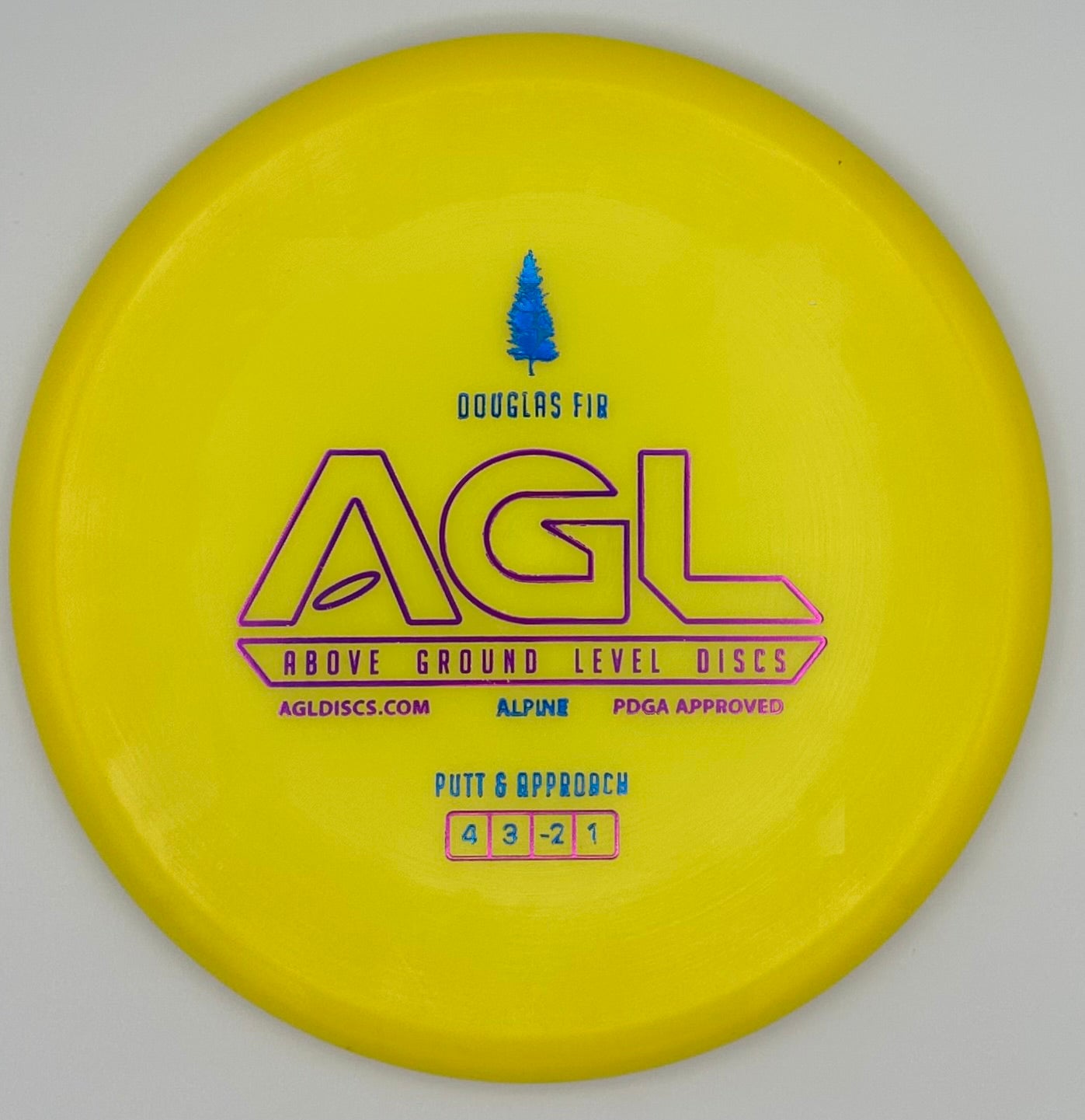 AGL Discs Sunshine Yellow Alpine Douglas Fir AGL Bar Stamp