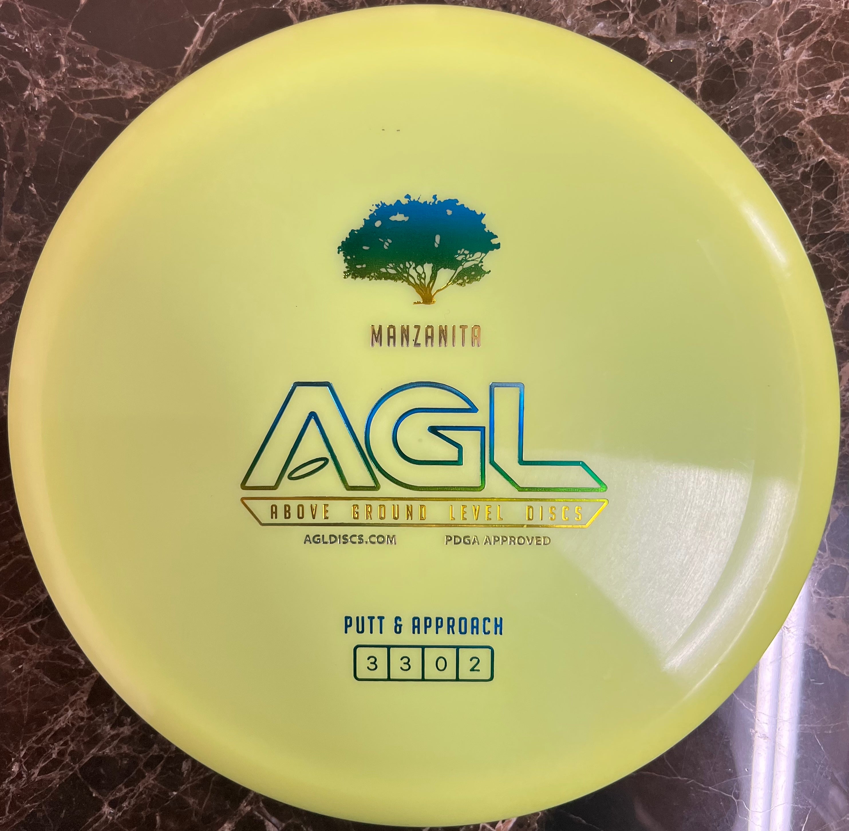 AGL Discs Chartreuse Alpine Manzanita AGL Bar Stamp