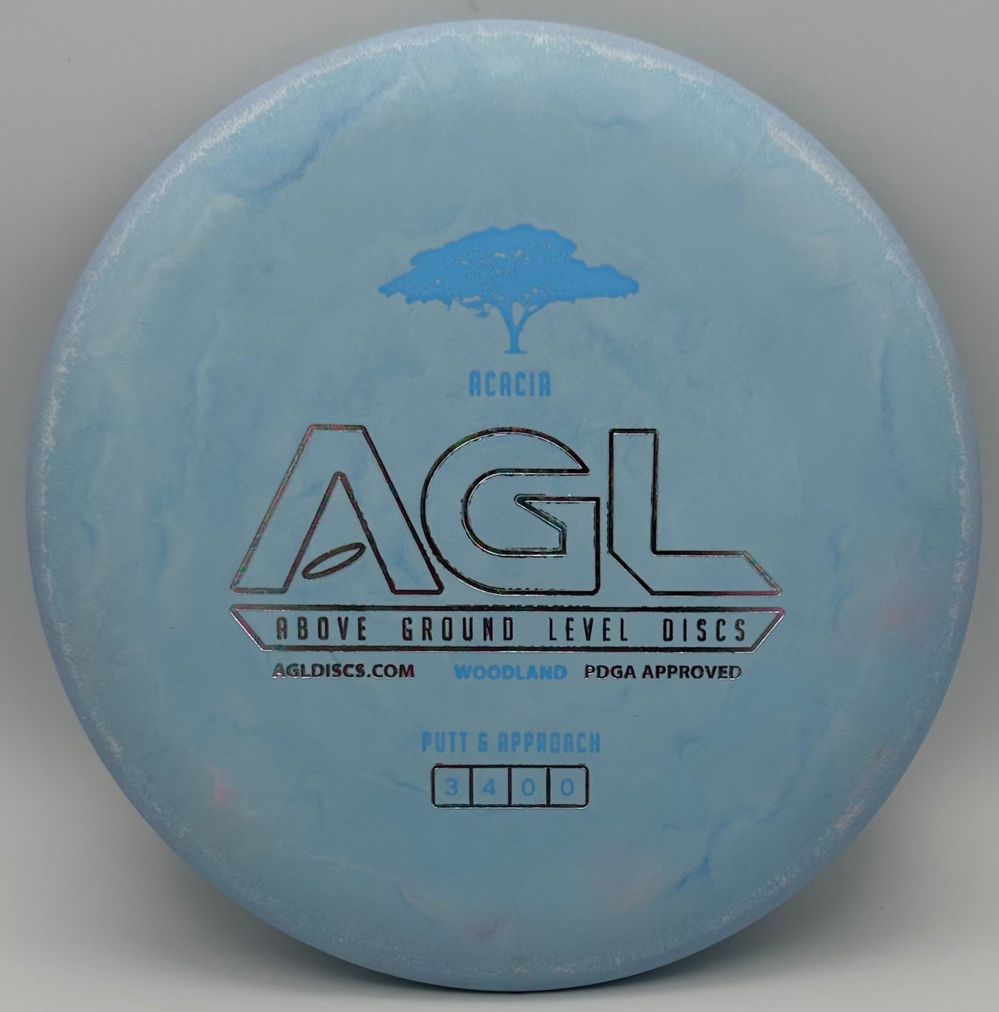 AGL Discs - Swirly Blue Woodland Acacia (AGL Bar Stamp)