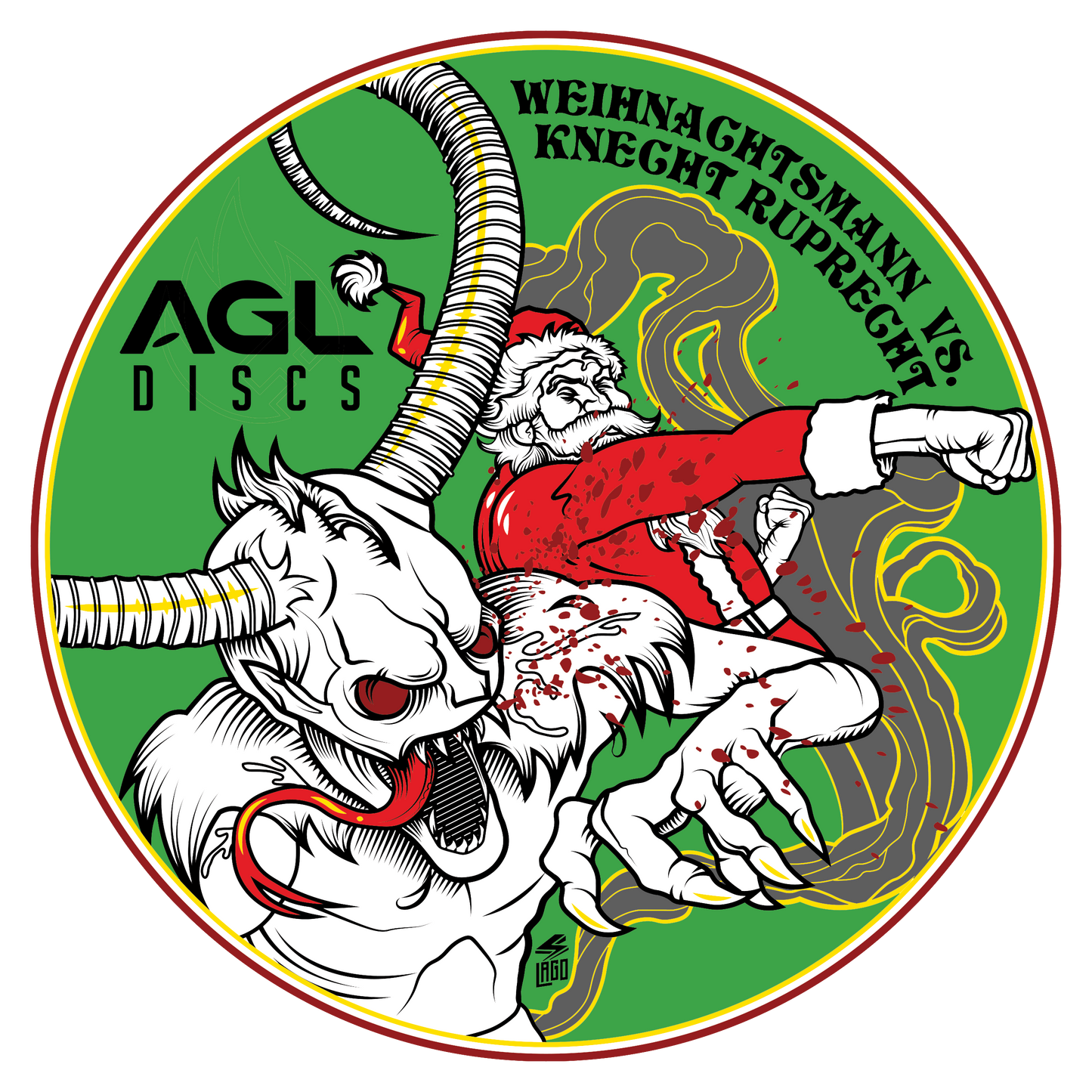 AGL Discs - Father Time Versus Krampus White glossy mug